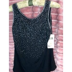 NEW Beautiful DANA BUCHMAN LUXE Black Beaded Sequin Embellished Tank Top Size 4